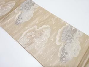 アンティーク 雲取りに華紋・花菱模様織り出し袋帯(着用可)